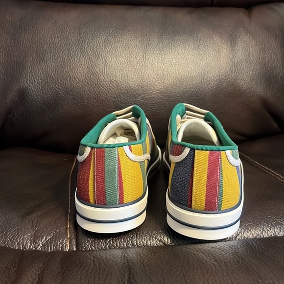 FINAL DROP/ SALE Gucci men’s Canvas Web Marley Stripe 1977 Tennis Sneakers NWB - Picture 6 of 7